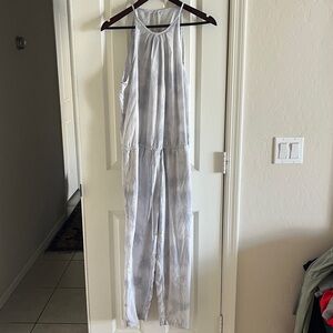 Cloth & Stone Women’s Tie Dye Blue White Drawstring Waist Sleeveless Jumpsuit